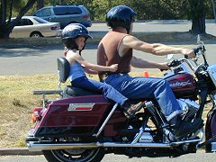 Nick with Luki on the Harley