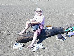 Edna as the beach babe