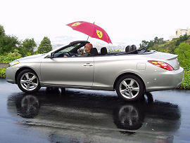 The Ferrari umbrella is put to good use