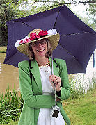 Pam with a hexagonal brolly