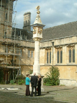 Standing by the memorial in First Court
