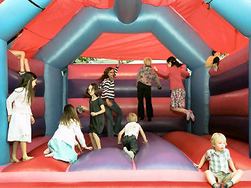 Bouncy castle and flying children