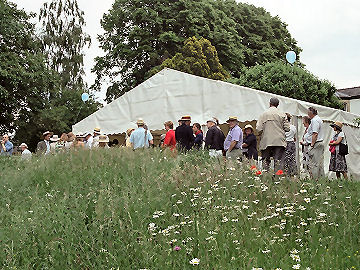 Gathering round the marquee
